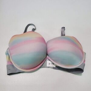 PINK Women Bra 34DD Pink Ombre Watercolor Underwire Super Push Up